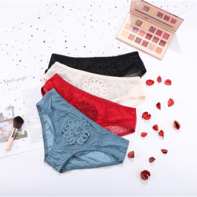 China Wholesale New Design Flower Pattern Ladies Transparent Panties Breathable for sale