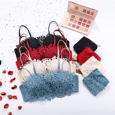 China Beautiful Anti-Static Embroidery Brand New Fancy Underwear Lace Bra And Panty Set for sale