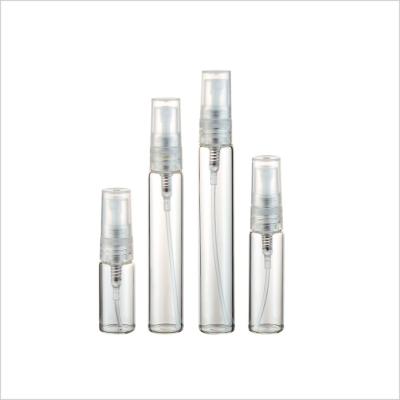 China 3ml 5ml 8ml 10ml Amber Glass Spray Bottles Screw On PP Small Glass Spray Bottles for sale