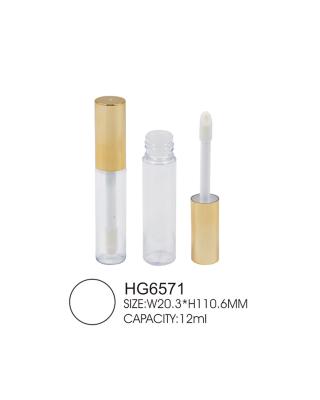 China Botella vacía clara redonda del lustre del labio del ANIMAL DOMÉSTICO 10ml con el cepillo de aluminio del casquillo del oro en venta