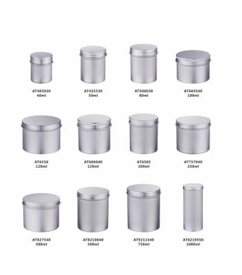 China 40ml-1000ml Aluminium-Tin Containers Round Silver Aluminum Tin With Lid Screw zu verkaufen