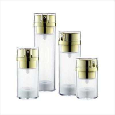 Cina Pompa senz'aria cosmetica trasparente dell'argento dell'oro della bottiglia 30ml 50ml 90ml 130ml in vendita