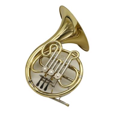 China Gold lacquer factory direct children's musical instrument French horn with gold lacquer for sale