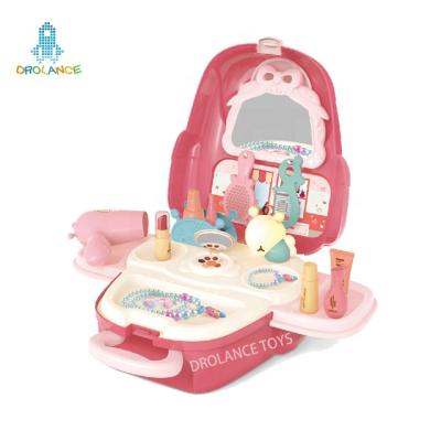 China 2 IN 1 Storage Backpack Makeup Toys 2 IN 1 Storage Backpack Fashion Girl Makeup Set Toy Children Pretend Makeup Toy Set for sale