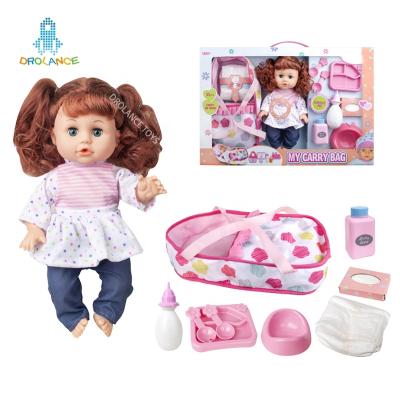 China Educational Toy Wholesale 14 INCH Healthy Doll Set Custom Doll Accessories with Shopping Basket Diapers Bottles Toilet for sale