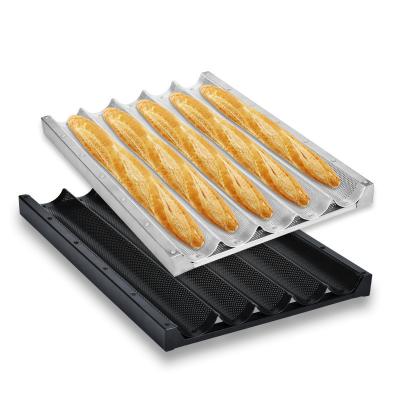 China Multi-Size Food Grade Non Stick 5 Waves Baguette Baking Pan Customization for sale