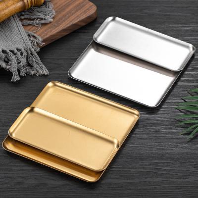 中国 20*8.5cm 304 Stainless Steel Rectangular Cafe Tray with Straight Edge Baking Pan 販売のため