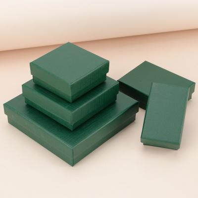 China Gift & Craft Green Rectangular Jewelry Gift Box Jewelry Packaging Box Ring Necklace Box Sponge Lined Box for sale