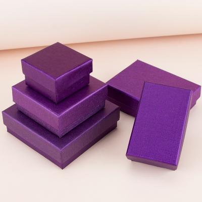 China Gift & Purple Necklace Box Ring Storage Box Jewelry Gift Box Cardboard Jewelry Craft Rectangular Sponge Lined Cardboard for sale