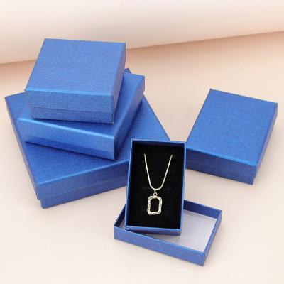 China Gift & Dark Blue Necklace Box Ring Storage Box Jewelery Gift Box Rectangular Craft Jewelry Sponge Lined Box for sale