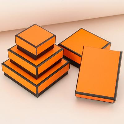 China Gift & Orange Jewelry Storage Box Ring Necklace Box Rectangular Jewelry Packaging Gift Box Jewelry Craft Sponge Lined Cardboard for sale