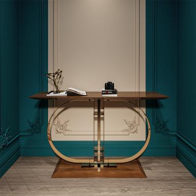 China Stainless Steel Luxury Porch Console Table Unique Wooden Modern Luxury for sale