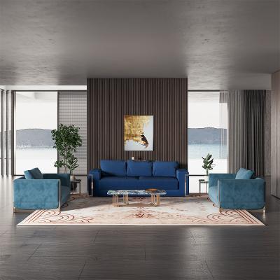 China Couches luxury 3 seater luxury sofa for living room set furniture modern luxury italian blue velvet sofa set furniture for sale