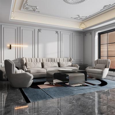 China Italian Luxury Modern Sofas Sectional Couch Gray Velvet Sofa Set Couches Luxury Leather Living Room Furniture for sale