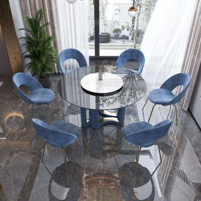 China Round Luxury Marble Dining Sets Italian Furniture Luxury Table Set 6 Seater Chairs Marble Dining Room Furniture for sale