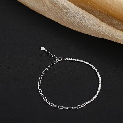 China Women's Zircon Jewelry Romantic Wholesale Custom 925 Sterling Silver Diamond Tennis Chain Bracelet CZ Stone Bracelet for sale