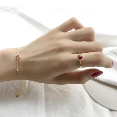 China Fashionable 925 Sterling Silver Simple Red Stone Bangle Bracelet for sale