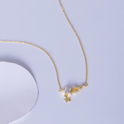 China FASHIONABLE New Design Cubic Zircon Women's Star Jewelery Pendant 925 Sterling Silver Necklace for sale