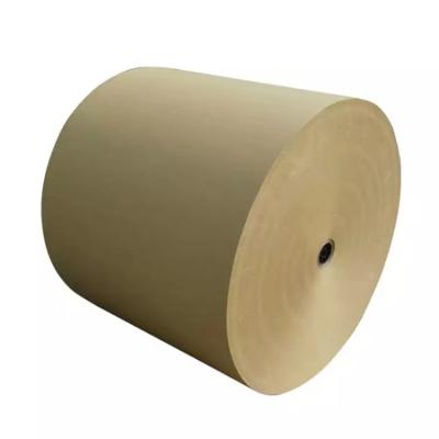 China Recycled Materials Wholesale Raw Paper Elephant Roll Recycled Brown Paper In Reel Bobbin Kraft Paper Rolls For Packaging for sale