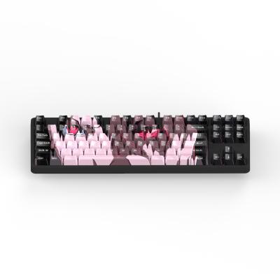 China Anti-ghosting Japan style cartoon design in 87 keys custom keyboards cups cover made in PBT material top quality keyboards supplies for sale