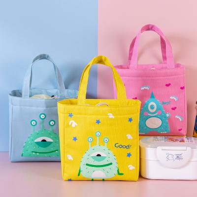 China Waterproof Cartoon Drawstring Lunch Bag For Kids Frog Bear Monster Pattern Thermal Insulated Bag Milk Bottle Insulation Cooler Bag for sale