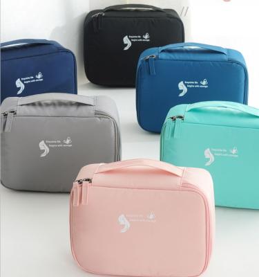 China Wholesale Durable Waterproof Polyester Cosmetic Wash Bag Women Folding Hanging Toiletry Bag For Travel for sale