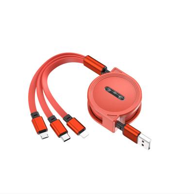 China Multi Function Data Transfer Cable Portable 3 In 1 Charging Micro USB Type C IOS Multi Functions Data Phone Cable for sale