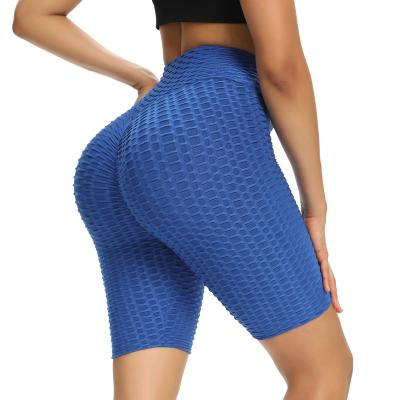 China Breathable Women Tight High Waist Bubble Jacquard Biker Workout Pants Casual Sports Yoga Shorts Straight Five Point for sale