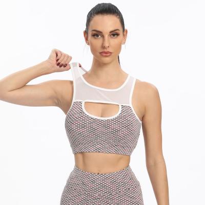 China Women Mesh Honeycomb Shockproof Beauty Back Breathable Colorful Sports Bra Running Crop Top With Padded Extra Support Yoga Bra for sale