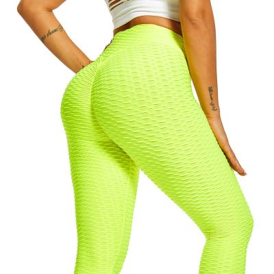 China Breathable women sexy jacquard ruched crac! crack! butt lift up custom sports wear high waist fitness leggings wholesale gym yoga pants for sale