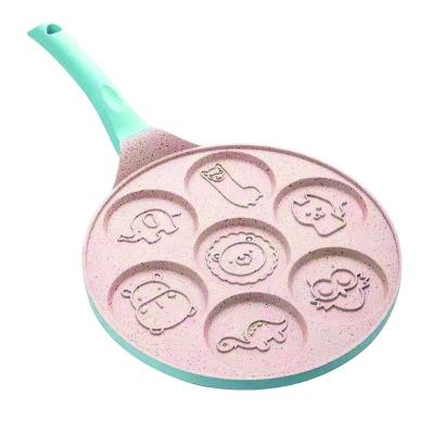 China Sustainable 7 Aluminum Frying Cups Cake Pan Pans With Animals Break Life With Induction Bottom Smile Face Pan For Egg Pancake for sale