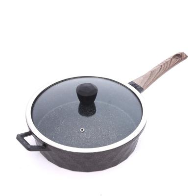 China Viable Die Cast Aluminum Large Diamond Frying Pan With Wood Grain Silicone Handle Kitchenware Set for sale