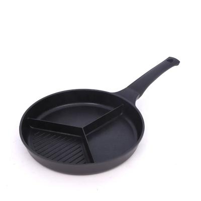 China Sustainable Hot Sale Die Cast Aluminum Three Section Divided Into One Grill Pan for sale