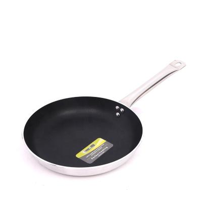 China Non Sustainable Healthy Stick Liner Pressed Aluminum With Stainless Steel Handle Cookware Frying Pan for sale