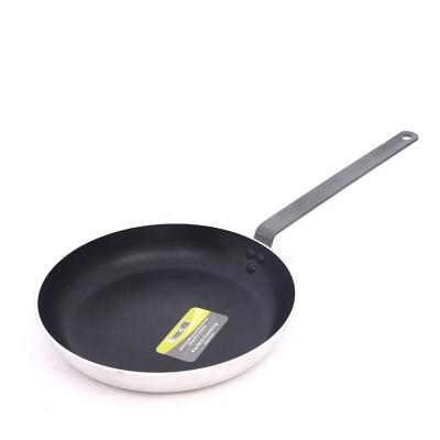 China Factory price viable non pressed aluminum stick liner pan wok with stainless steel handle for sale