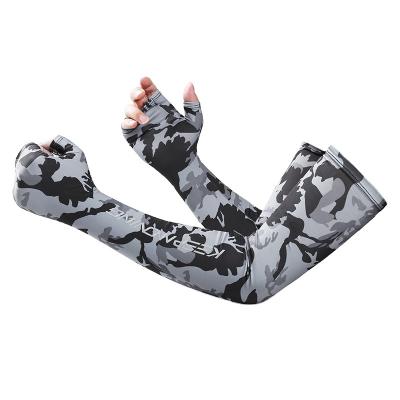 China Plain Breathable Slimming Black Driving UV Protection Ice Silk Cooling Arm Sleeves Cycling for sale