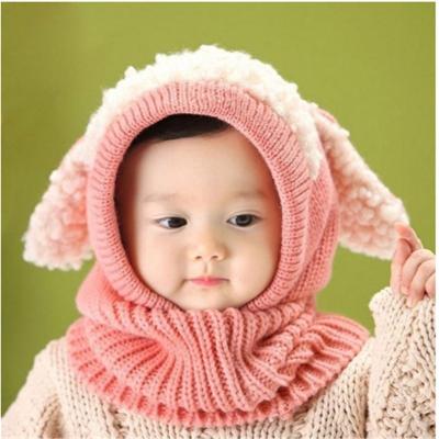 China K82 Medium Kids Winter Hats Girls Boys Girls Crochet Warm Hats Scarf Set Cute Baby Hood Cartoon Hat Christmas Gifts for sale