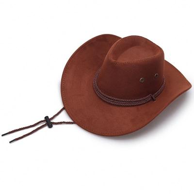 China Cowboy Wide Cowgirl Hat Fashion Character Adult Cowboy/Children Sun Shield Western Unisex Hat Casual Artificial Leather for sale