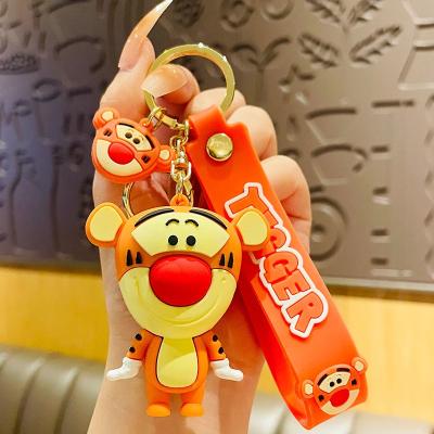 China Creative Cartoon Rubber Tiger Keychain Pendant Men's Bag Car Accessories Keychain Gifts for sale