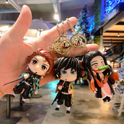 China Cute Key Chain Rubber Cartoon Demon Slayer Anime Kimetsu Doll No Yaiba Blade Of The Ghost Keychain Couples Bag Ornament Car Key Chain Pendant for sale