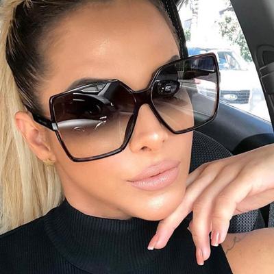 China Fashion Sunglasses Black Square Shades Hip Hop Gradient Sunglasses Women Big Frame Sun Glasses Oversized Colored Female Mirror Unisex Shades for sale