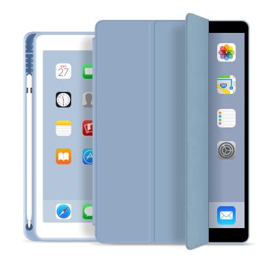 China Lightweight For iPad 10.2 Leather Case Auto Triple Stand Sleep/Wake Function Lightweight Smart Cover Tablet Case With Pencil Holder for sale