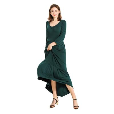 China Breathable High Quality Vintage Long Dresses Casual Women Maxi Dresses Green for sale