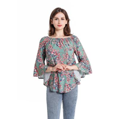 China Anti-wrinkle summer popular hot sale elegant women fashionable mature print shirt for sale