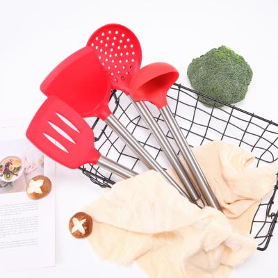 China 2021Kitchen Sustainable Utensils Stainless Steel Handle Kitchen Accessories Silicone Kitchen Utensils Tools for sale