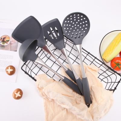 China Viable Luxury Silicon Stainless Steel Cookware Cookware Sets Turner Silicone Heat Resistant Silicone Viable Spatula And Spoon for sale