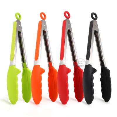 China 9 Inch Non-Stick Kitchen Seving Tongs Silicone Viable Food Tongs GRILL Silicon Salad Tongs for sale