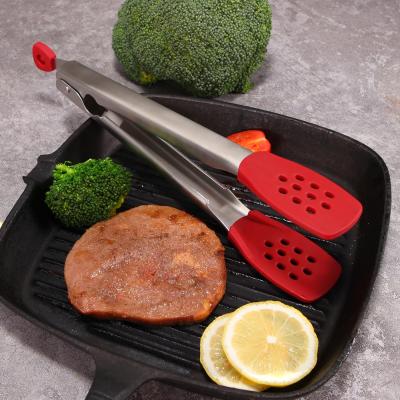 China Silicone Non-Stick BBQ Grilling Tongs Salad Bread Serving Tong Kitchen Barbecue Grilling Cooking Tongs Red for sale