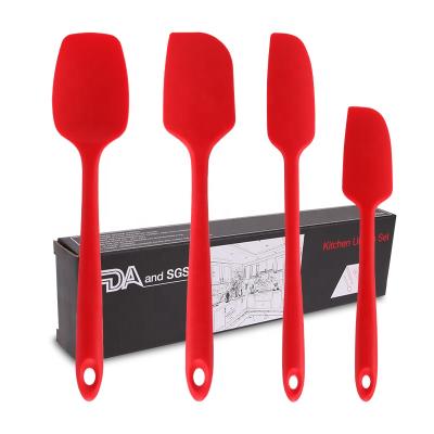 China Durable 4 Pieces Baking Silicone Spatula Set Heat Resistant Cake Tools Cooking Baking Butter Stirring Tool Kitchen Accessories for sale