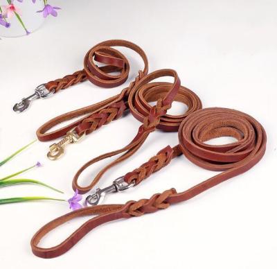 China DETACHED hot sale soft genuine leather luxury dog ​​safety dog ​​leash pet traction rope dog leash custom made real dog leash for sale